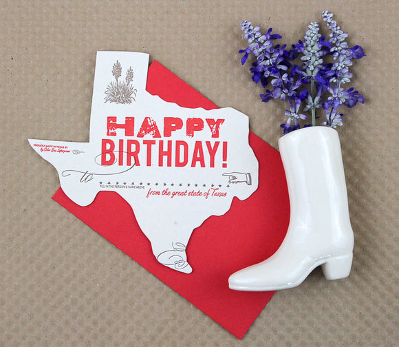 Texas Shape Birthday Card