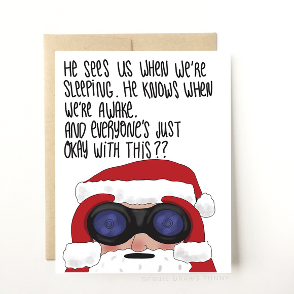 Creepy Stalker Santa Christmas Card
