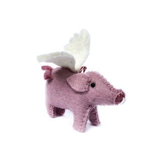 Flying Pig Felt Wool Christmas Ornament