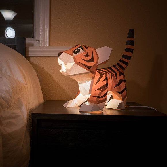 Baby Tiger Dual-Use Origami Model, Animal Lamp