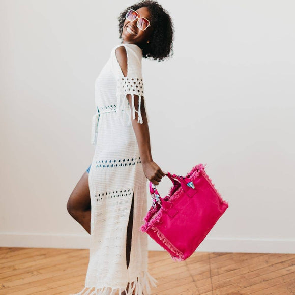 Chloe Canvas Fringe Tote