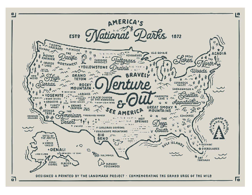 National Parks Map 12 x 16