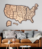 USA Wooden Cork Board Push Pin Map