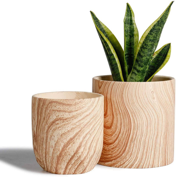 Wood Pattern Ceramic Planters